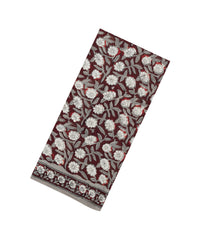Brown Printed Modal Silk Saree With Floral Motifs-PS0722