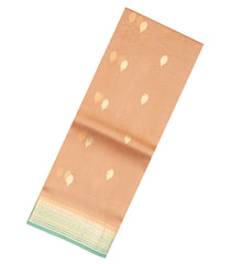 Peach Handloom Banarasi Organza Silk Saree With Floral Motifs-BE1397