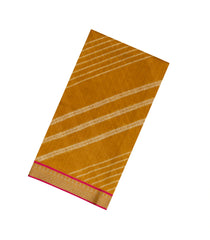 Mustard Woven Tussar Silk Saree With Printed Diagonal Stripes-TU3089