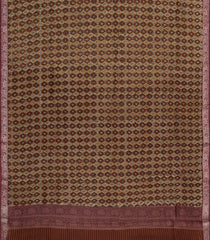Beige Printed Chanderi Cotton Saree With Zari Border-CC1598
