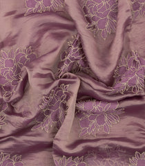 Mauve Embroidered Synthetic Crushed Tissue Saree With Floral Motifs-SY0590