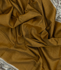 Oil Mustard Printed Chanderi Cotton Saree With Zari Border-BL5476