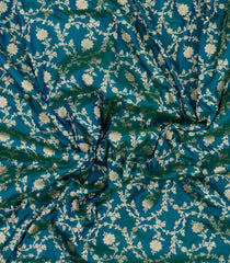 Sea Green Handloom Banarasi Silk Saree With Floral Zari Motifs-BE1773