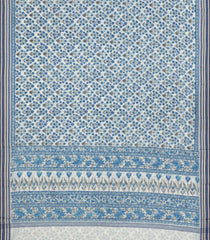 Light Blue Handloom Chanderi Cotton Saree With Printed Floral Motifs-CC1310