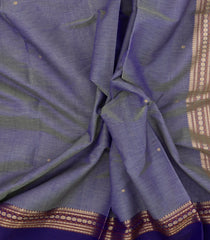 Purple Handloom Silk Cotton Saree With Zari Buttas-SC4554