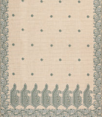 Taupe Woven Synthetic Dupion Saree With Green Floral Buttas-BL5049