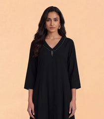 Black Kurta Set with Printed Brocade Dupatta-RC5627
