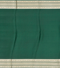 Dark Green Mysore Crepe Silk Saree With Temple Zari Buttas-Dark Green