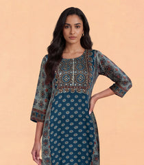 Blue Ajrakh Printed Kurta-KR0876