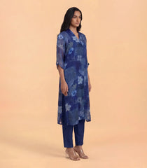 Blue Floral Abstract Printed Contemporary Kurta Set-RC5652