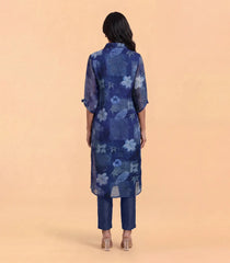 Blue Floral Abstract Printed Contemporary Kurta Set-RC5652