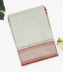 Peach Blended Tussar Tissue Saree With Floral Buttas-Peach