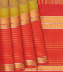 Beige Handloom Chirala Silk Cotton Saree With Checks-Beige