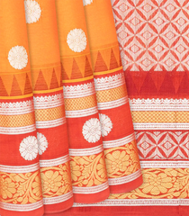 Orange Handloom Chirala Silk Cotton With Red Border-Orange