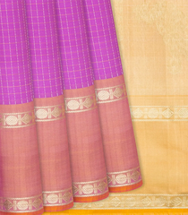 Hot Pink Handloom Chirala Silk Cotton With Checks-Hot Pink