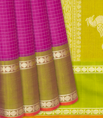 Pink Handloom Chirala Silk Cotton With Checks-Pink