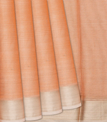 Peach Blended Tussar Tissue Saree With Border-Peach