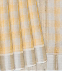 Gold Blended Tussar Tissue Saree With Checks-Gold