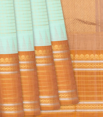 Aquamarine Handloom Chirala Silk Cotton Saree With Checks-Aquamarine