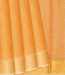 Orange Blended Tussar Tissue Saree With Zari Border-Orange