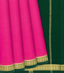 Hot Pink Mysore Plain Crepe Silk Saree With Contrast Pallu-Hot Pink