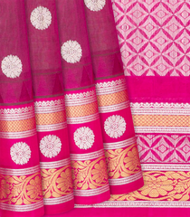 Pink Handloom Chirala Silk Cotton With Kamalam Buttas-Pink