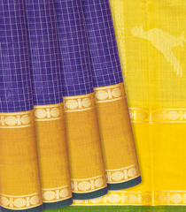 Violet Handloom Chirala Silk Cotton With Checks-Violet