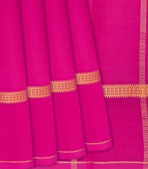 Hot Pink Mysore Plain Crepe Silk Saree With Diamond Motifs-Hot Pink