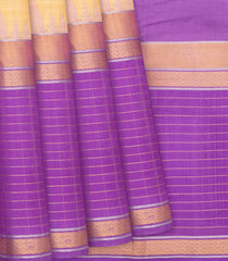 Yellow Handloom Chirala Silk Cotton Saree With Checks-Yellow