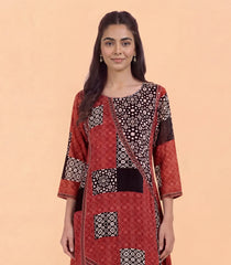 Brown and Black Printed Kurta Set-RC5628