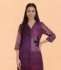 Burgundy Wine Multicolor Printed Kurta Set-RC5650