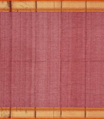 Crimson Handloom Kanchi Cotton Saree With Fish Buttas & Orange Border