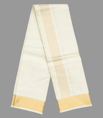 Cream Handloom 8 Yards Silk Dhoti With 4 Yards Angavastram & Shirt Material -CD1518