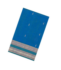 Blue Handloom Silk Cotton Saree With Zari Buttas & Contrast Border-SC4807