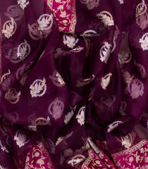 Mangenta Handloom Organza Satin Soft Silk Saree With Floral Motifs-SO4085