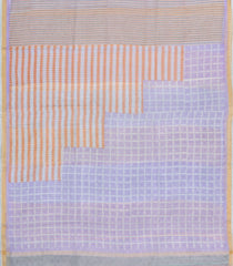 Lavender Printed Supernet Saree With Geometric Motifs & Zari Border-BL6211