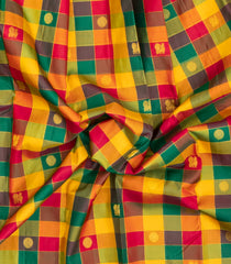 Multi Colour Handloom Kanchipuram Silk Saree With Checks & Buttas-KA15911