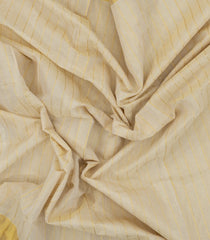 Off White Handloom Kerala Cotton Saree With Zari Stripes-KEC1044