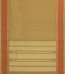 Gold Handloom Kanchi Cotton Saree With Stripes & Contrast Border-KC1742