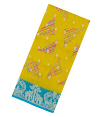 Lemon Yellow Printed Synthetics Dola With Zari Butta & Zari Border -BL5222