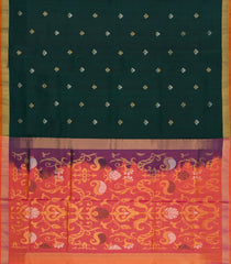 Bottle Green Handloom Uppada Silk Saree With Zari Buttas & Pallu-UP0365