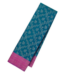 Cyan Handloom Kanchipuram Silk Saree With Floral Jaal Motifs-KA14809