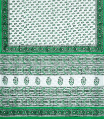 White Printed Jaipur Cotton Saree With Floral Motifs-JC1515