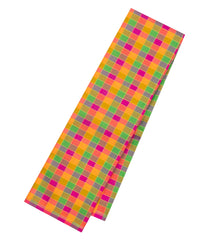 Multi Colour Handloom Kanchipuram Silk Saree With Checks & Contrast Pallu-KA16408