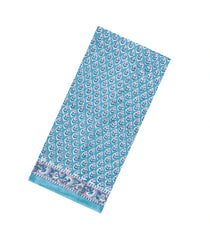 Turquoise Printed Jaipur Cotton Saree With Floral Motifs-JC1687