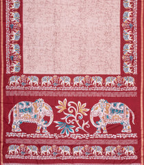 Baby Pink Printed Synthetic Dupion Saree With Contrast Border-SY0276