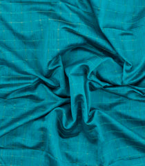 Turquoise Handloom Maheswari Silk Cotton Saree With Checks & Zari Border-SC4840