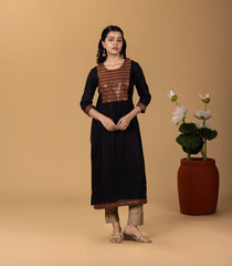 Black & Red Festive Embroidered Kurta-KR0858