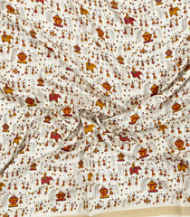 Off White Printed Synthetic Dola Silk Saree With Sequin Work Border-SY0259