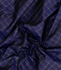 Navy Blue Handloom Kanchipuram Silk Saree With Zari Checks-KA15232